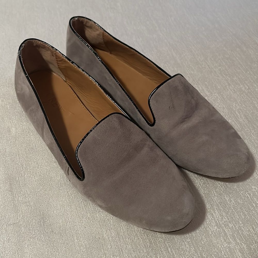 J.Crew ‘Addie’ Styled Women’s Gray Loafers Suede Slip On Flat Shoes Size 8 - Picture 4 of 14